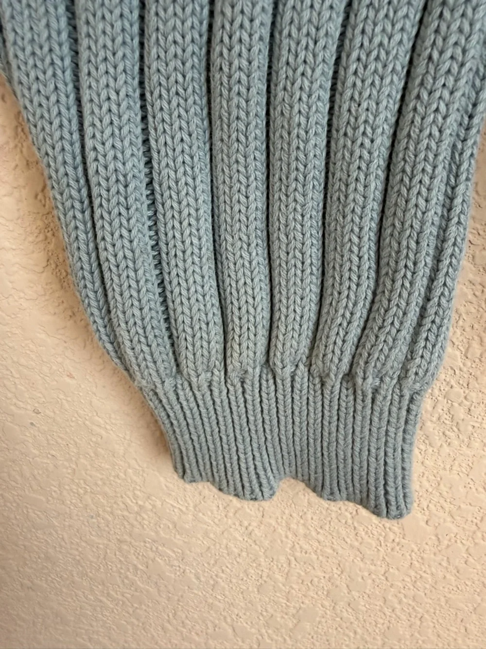 St Johns Bay Ribbed Knit Cotton Sweater Mens M Blue Vintage Shaker Crew 90s Cozy